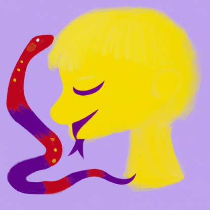 Picture of A kid swallows a red snake